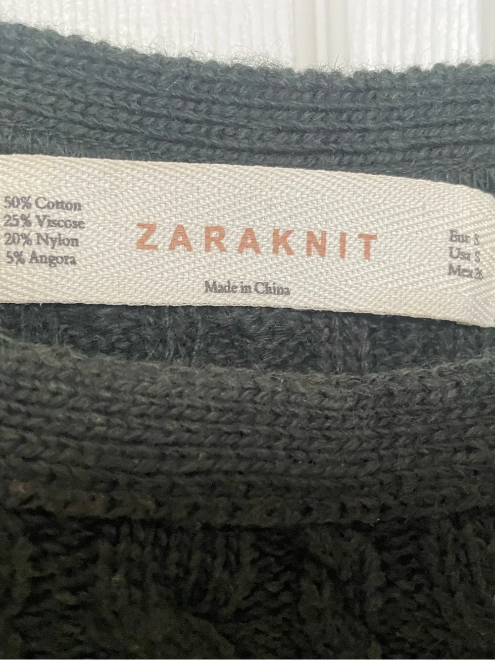 Cable-Knit Short Sleeve Sweater dark green